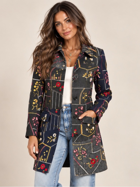 Desigual Jackets & Blazers - Desigual Embroidered Patchwork Floral Jacket